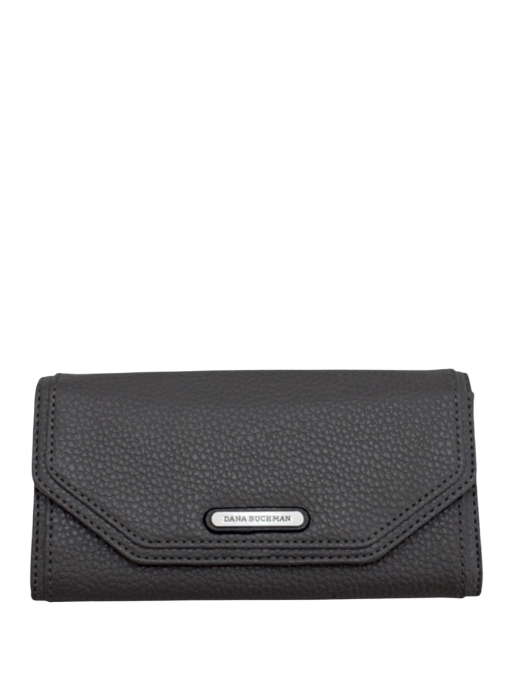 DANA BUCHMAN - GRAY LEATHER LONG BIFOLD SNAP WALLET